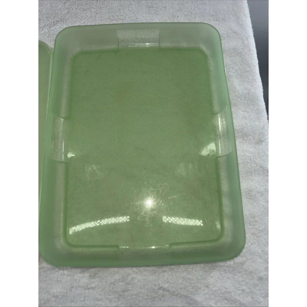 Vintage Green Tupperware Freeze Smart Container W/ Date Dial Rectangle 4451C -2‎